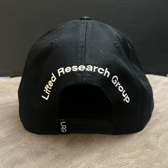 Lifted Research Group, LRG Hat. All Black with White Lettering. SnapBack Hat - Picture 4 of 10